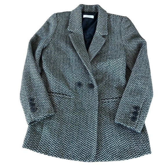ANINE BING Fishbone Blazer Wool Blend Relaxed Fit Women’s XS Black/Green/White - Picture 5 of 15